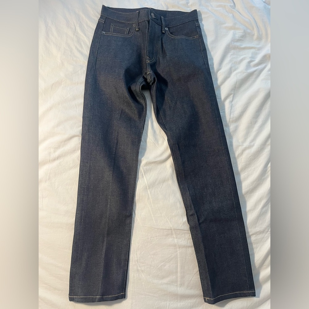 Uniqlo Dark Wash Rigid Selvedge Stretch Slim Fit Jeans 28 x 32